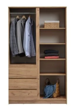 Armoire LIMFJORDEN 120x200 Combi Coloris Chêne Naturel -Royal Oak || DODO || Basic Soldes Magasin 213401