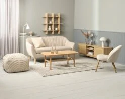 Fauteuil THORUP Tissu Beige/coloris Chêne -Royal Oak || DODO || Basic Soldes Magasin 213842