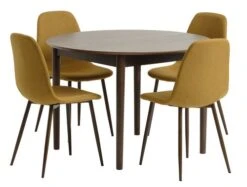 MARSTRAND Ø110 Table Chêne Foncé + 4 JONSTRUP Curry/chêne F.