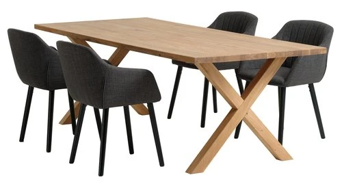 GRIBSKOV L230 Table Chêne + 4 ADSLEV Chaises Anthracite 1 GRIBSKOV L230 Table Chêne + 4 ADSLEV Chaises Anthracite