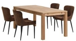 HAGE L190 Table Chêne + 4 PEBRINGE Chaises Brun/noir