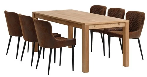 HAGE L190 Table Chêne + 4 PEBRINGE Chaises Brun/noir 2 HAGE L190 Table Chêne + 4 PEBRINGE Chaises Brun/noir – Image 2