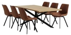 NORTOFT L200 Table Chêne + 4 HYGUM Chaises Cognac -Royal Oak || DODO || Basic Soldes Magasin 213976