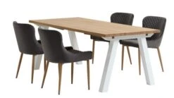 SKAGEN L200 Table Blanc/chêne + 4 PEBRINGE Chaises Vel. Gris
