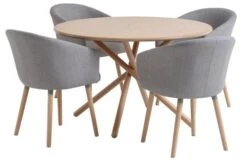 SKIBET Ø120 Table Chêne Clair + 4 KLOSTER Chaises Gris Clair