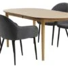 EGENS L190/270 Table Chêne + 4 SABRO Chaises Gris/noir