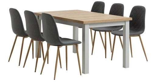 MARKSKEL L150/193 Table Gris + 4 JONSTRUP Chaises Asph./ch. 2 MARKSKEL L150/193 Table Gris + 4 JONSTRUP Chaises Asph./ch. – Image 2