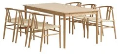 MARSTRUP L190/280 Table Chêne + 4 GUDERUP Chaises Ch./nat. -Royal Oak || DODO || Basic Soldes Magasin 214171