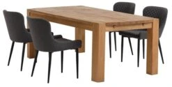 OLLERUP L200 Table Chêne + 4 PEBRINGE Chaises Gris/noir