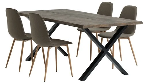 ROSKILDE L200 Table Chêne Foncé + 4 BISTRUP Chaises Olive 1 ROSKILDE L200 Table Chêne Foncé + 4 BISTRUP Chaises Olive