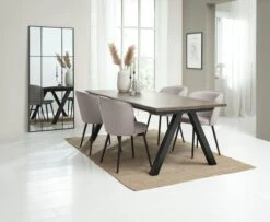 SANDBY L210 Table Chêne Foncé + 4 RISSKOV Chaise Gris Clair -Royal Oak || DODO || Basic Soldes Magasin 214460