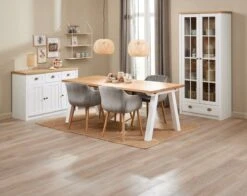 Buffet MARKSKEL 3 Portes Blanc/coloris Chêne -Royal Oak || DODO || Basic Soldes Magasin 214495