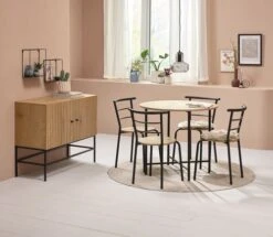 GADSTRUP Ø85 + 4 GADSTRUP Noir/coloris Chêne -Royal Oak || DODO || Basic Soldes Magasin 214565