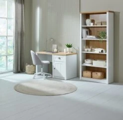 Bureau MARKSKEL 60x120 1 Porte 1 Tiroir Blanc/coloris Chêne -Royal Oak || DODO || Basic Soldes Magasin 214567