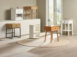 Table De Nuit HOKKSUND 1 Tiroir Brun -Royal Oak || DODO || Basic Soldes Magasin 216450