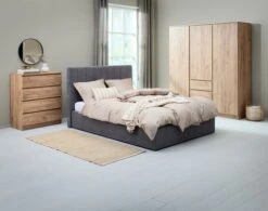 Cadre De Lit HASLEV A/rangement 160x200 Tissu Gris Foncé -Royal Oak || DODO || Basic Soldes Magasin 217825