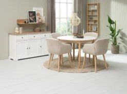 Buffet VISLINGE 3 Portes 3 Tiroirs Naturel/blanc -Royal Oak || DODO || Basic Soldes Magasin 218124