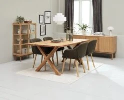 GRIBSKOV L180 Table Chêne + 4 ADSLEV Chaises Olive -Royal Oak || DODO || Basic Soldes Magasin 218125