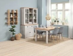 Buffet MARKSKEL 3 Portes Coloris Gris Clair/chêne -Royal Oak || DODO || Basic Soldes Magasin 218130 2