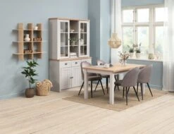 Buffet MARKSKEL 3 Portes Coloris Gris Clair/chêne -Royal Oak || DODO || Basic Soldes Magasin 218131 1