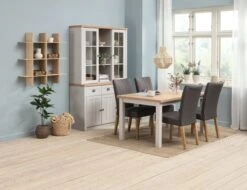 MARKSKEL L150/193 Table Gris Clair + 4 NORDRUP Chaises Gris -Royal Oak || DODO || Basic Soldes Magasin 218132