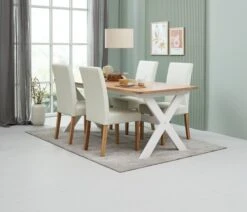 VISLINGE L190 Table Naturel + 4 TUREBY Chaises Beige -Royal Oak || DODO || Basic Soldes Magasin 218141