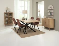 NORTOFT L200 Table Chêne + 4 HYGUM Chaises Cognac -Royal Oak || DODO || Basic Soldes Magasin 221078
