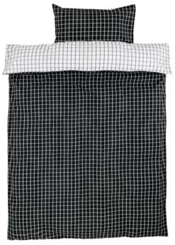 Parure De Lit Percale KARIN 140x200 Blanc/noir