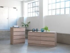 Commode 4 Tiroirs LIMFJORDEN Coloris Chêne Clair -Royal Oak || DODO || Basic Soldes Magasin 85057