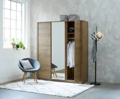 Armoire VEDDE 167x197 A/miroir Chêne -Royal Oak || DODO || Basic Soldes Magasin 85074