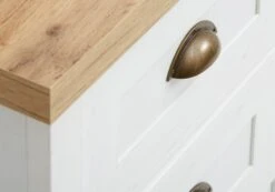 Commode 5 Tiroirs MARKSKEL Blanc/coloris Chêne -Royal Oak || DODO || Basic Soldes Magasin 86179