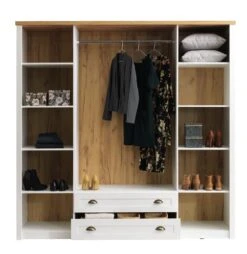 Armoire MARKSKEL 212x210 Blanc/chêne -Royal Oak || DODO || Basic Soldes Magasin 98878