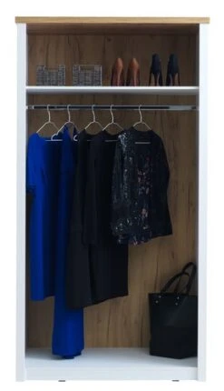 Armoire MARKSKEL 112x210 Blanc/chêne -Royal Oak || DODO || Basic Soldes Magasin 98884